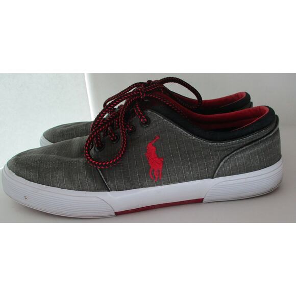 Ralph Lauren Polo Men's Faxon Gray Canvas Lace Sneakers Size 10.5D - Picture 4 of 10